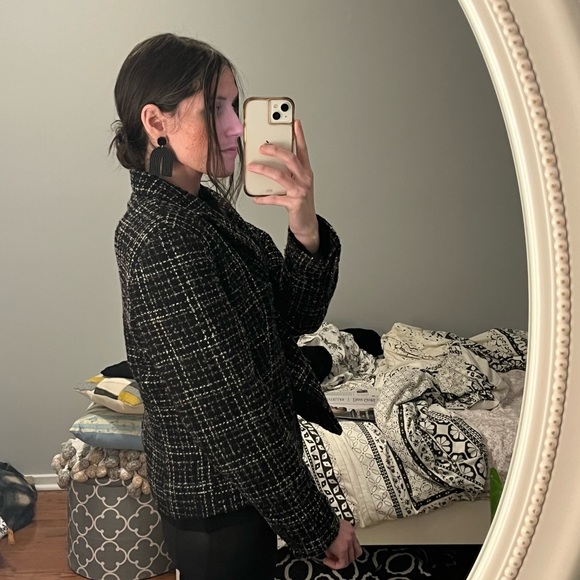 Coldcreek Water vintage black & white tweed front buttons jacket blazer - Picture 6 of 17